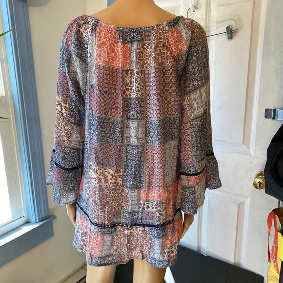 Como Vintage Floral Lightweight Comfortable Off Shoulder Blouse Women Size L - Picture 4 of 6